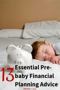 a child sleeping words written baby financial planning advice