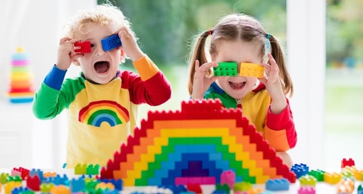 children playing with legos