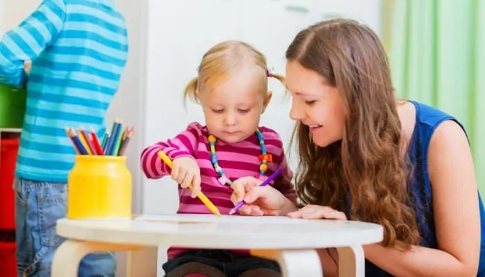 a babysitter working