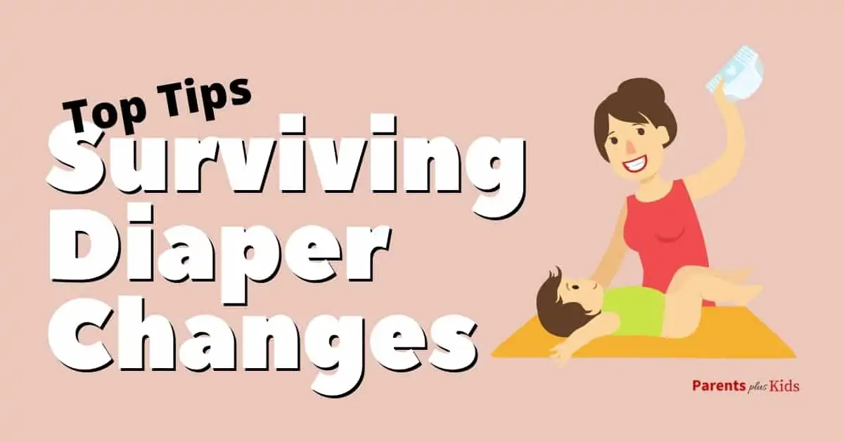 a mom changing a diaper
