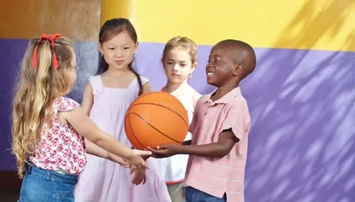 kids about to play basketball