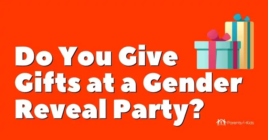 giving a gift at gender reveal party