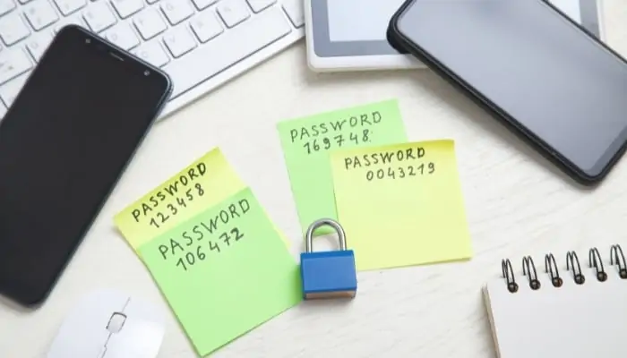 password written on table