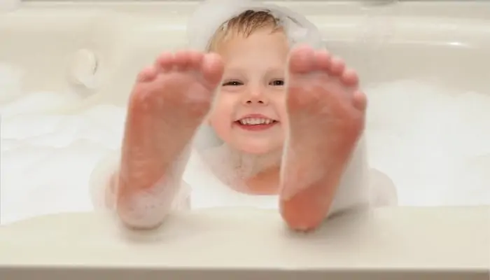 child in bathtub