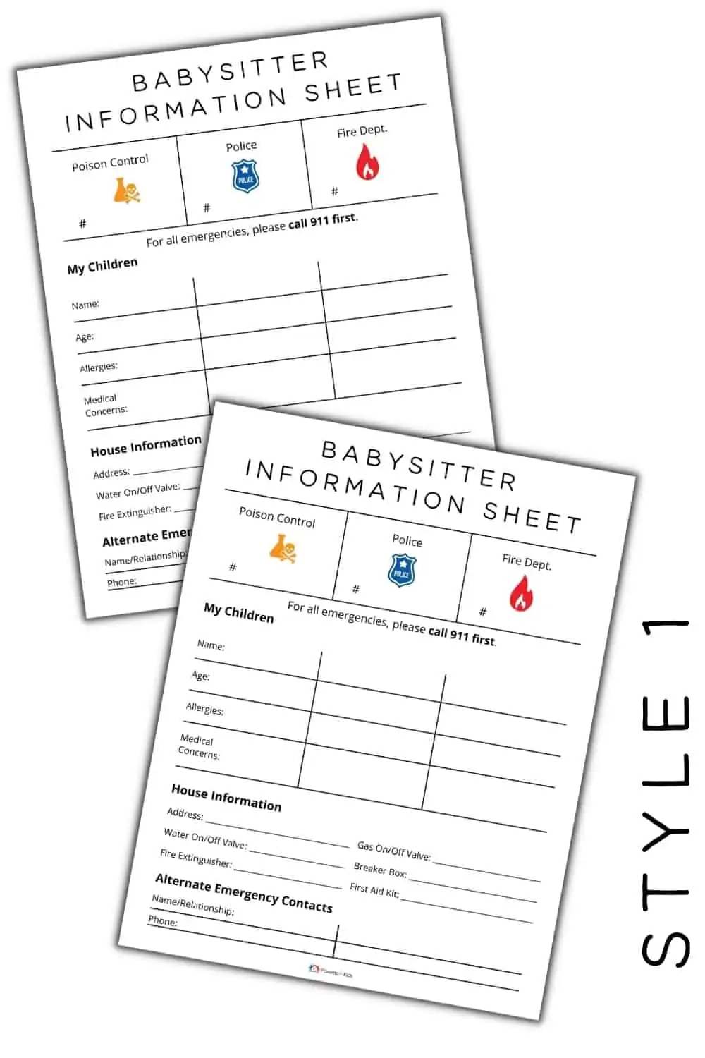 babysitter info sheet style 1