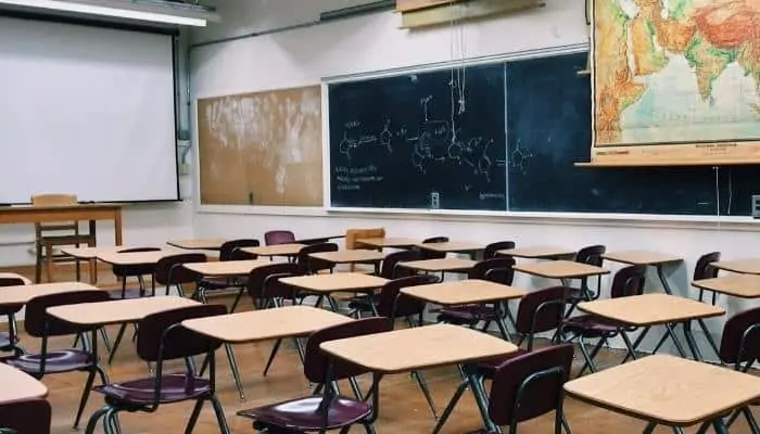 an empty school classroom