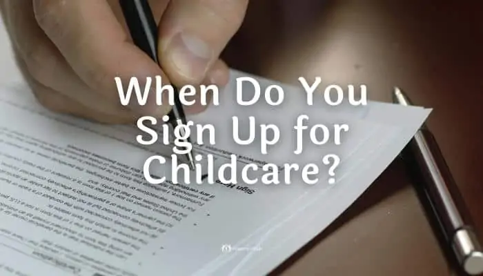 mom filling out daycare signup form