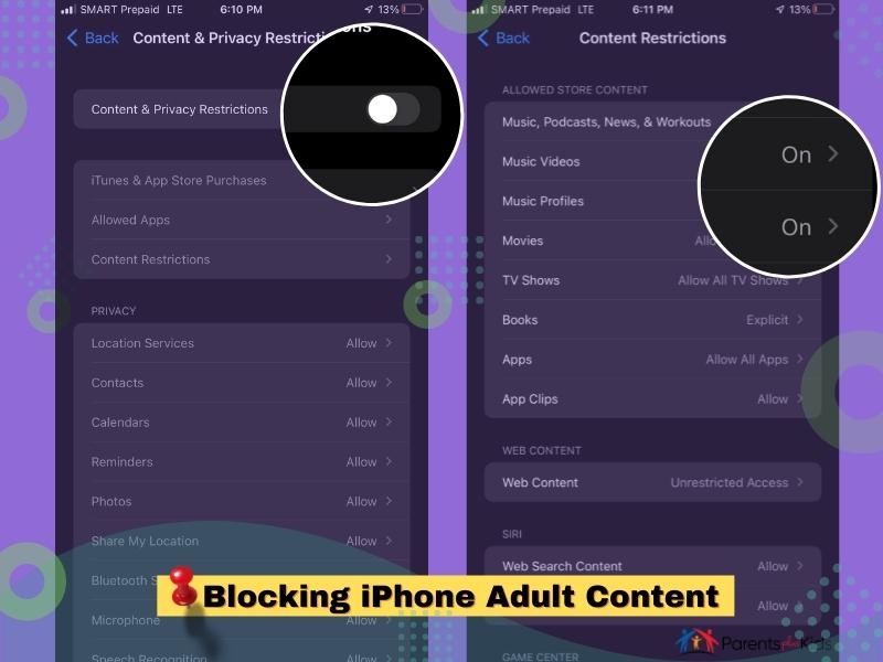 blocking iphone adult content