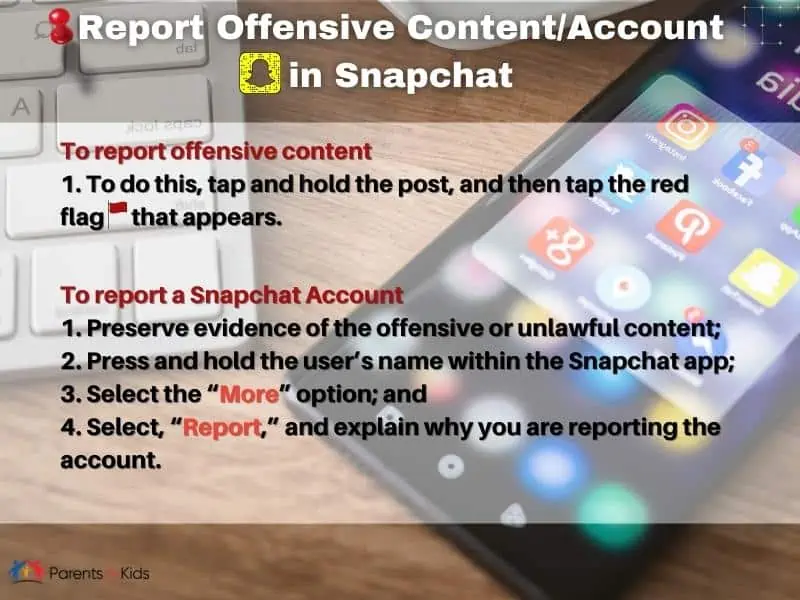 report offensive content or account in snapchat