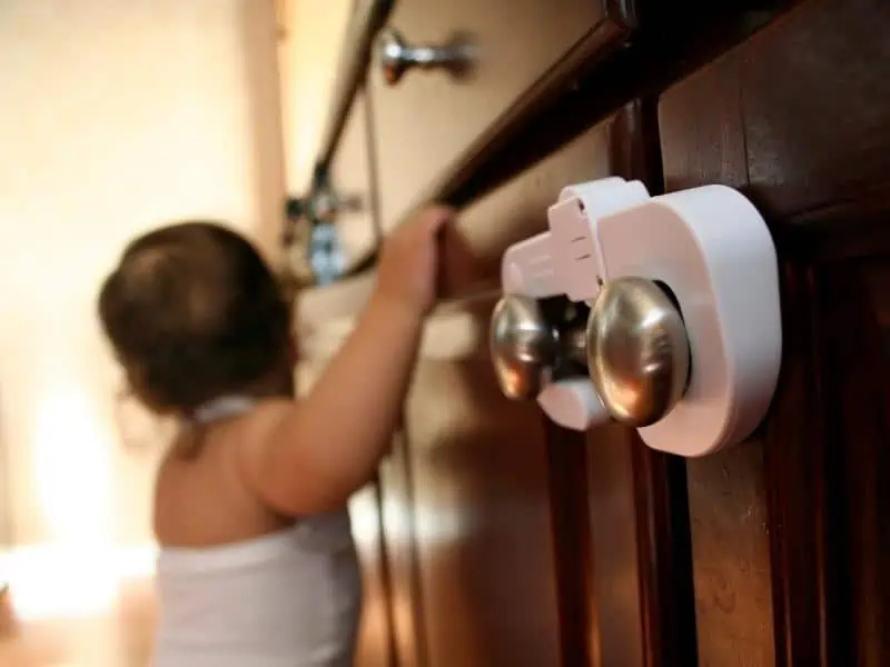 baby proofed cabinet doors