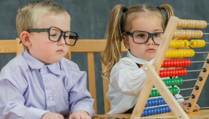 kids using an abacus