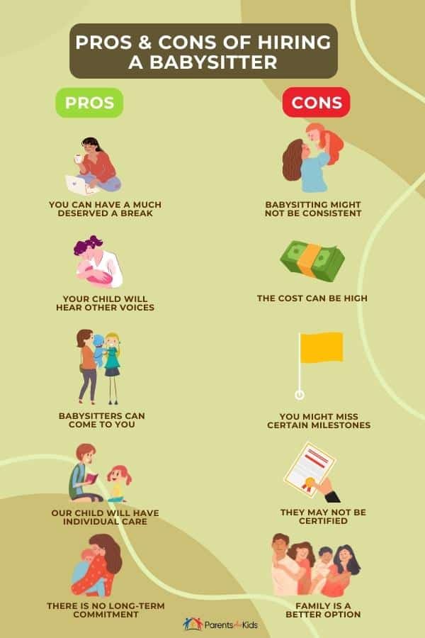 infographics - pros and cons of hiring a babysitter