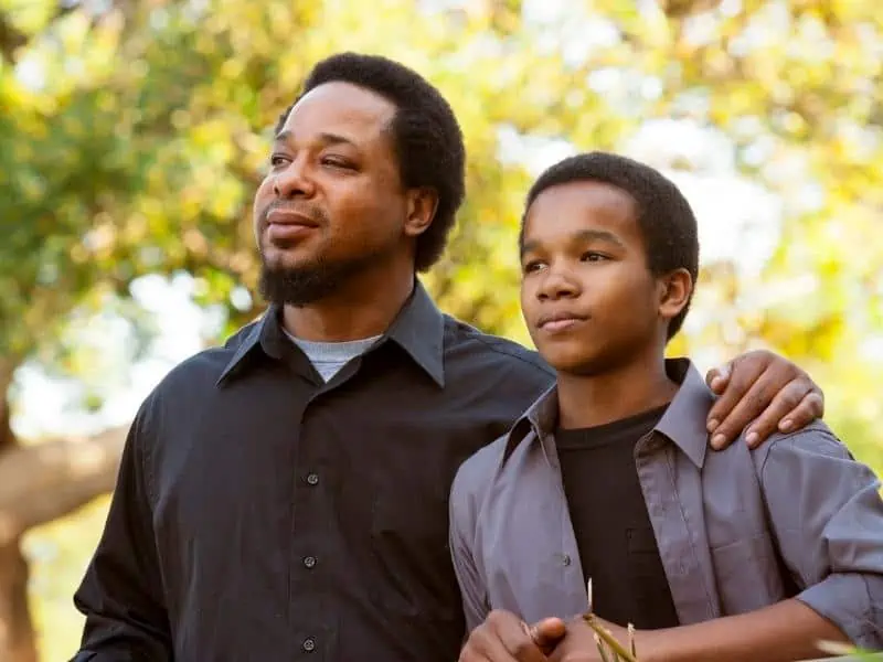 dad with son walking