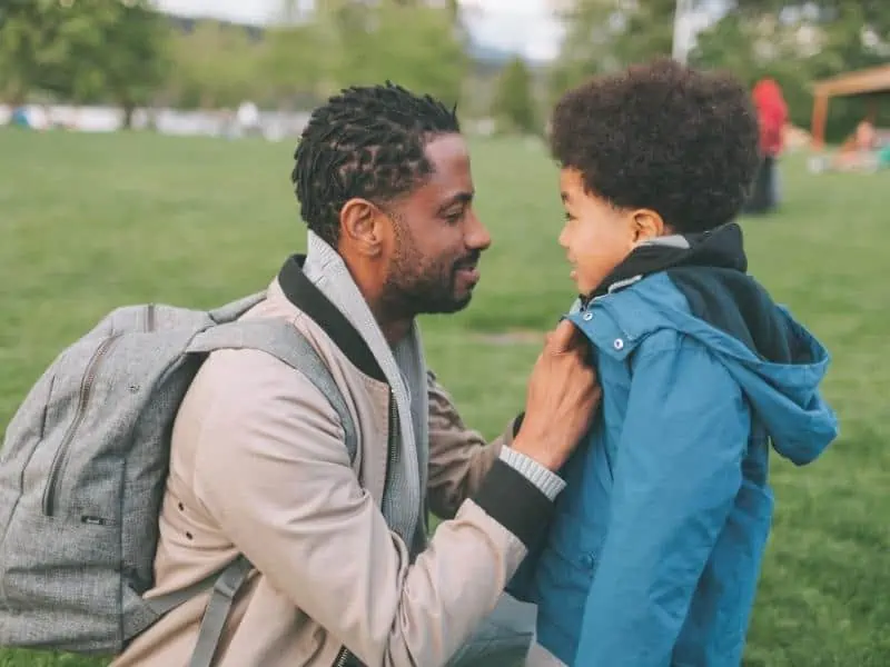 dad preps son to school