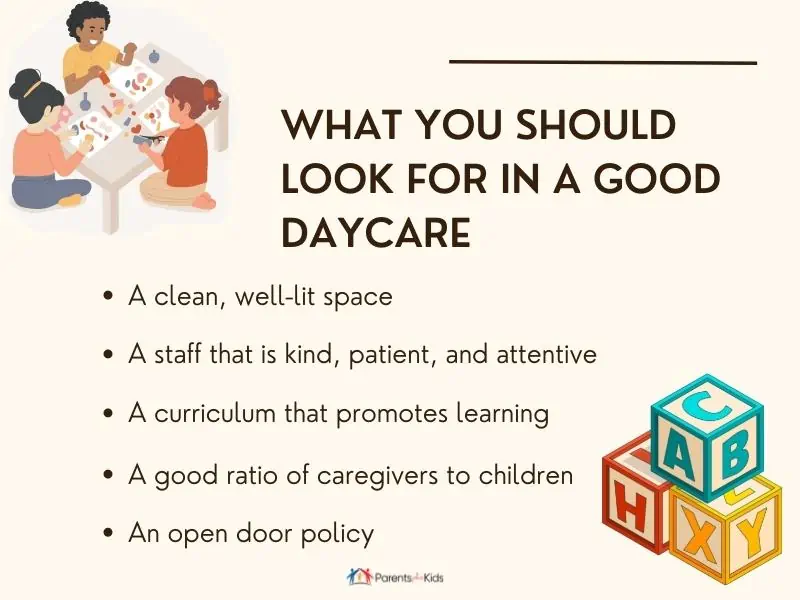 infographic on what to look for in a good daycare