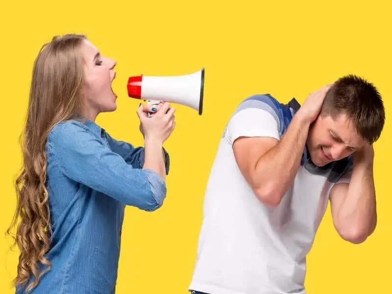 woman using megaphone