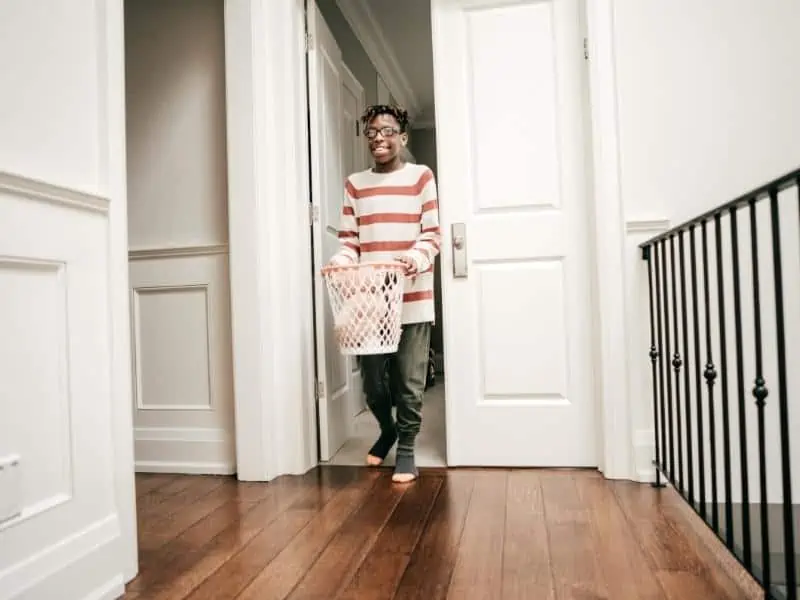 teen doing chores