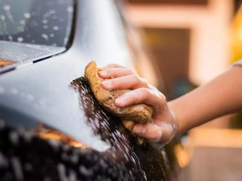 washing car using sponge