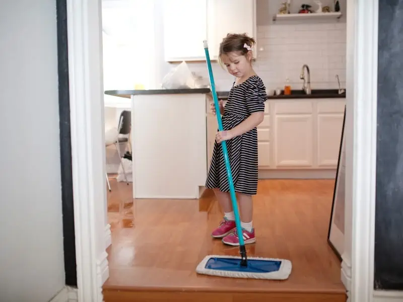 girl mopping