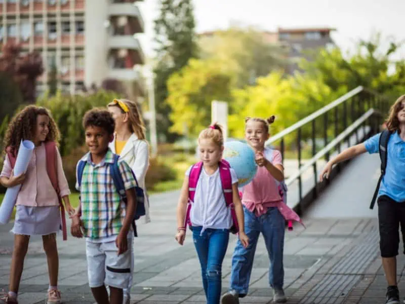 kids on way to school